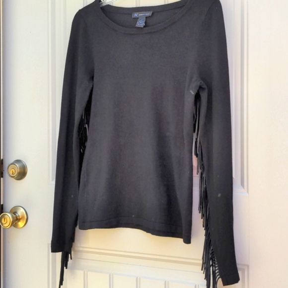 I.N.C. Black Fringe Sweater XS-S - Picture 2 of 4